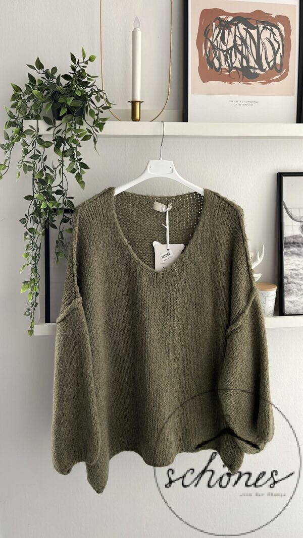 Strickpulli V-Ausschnitt „Khaki“ – Bild 2
