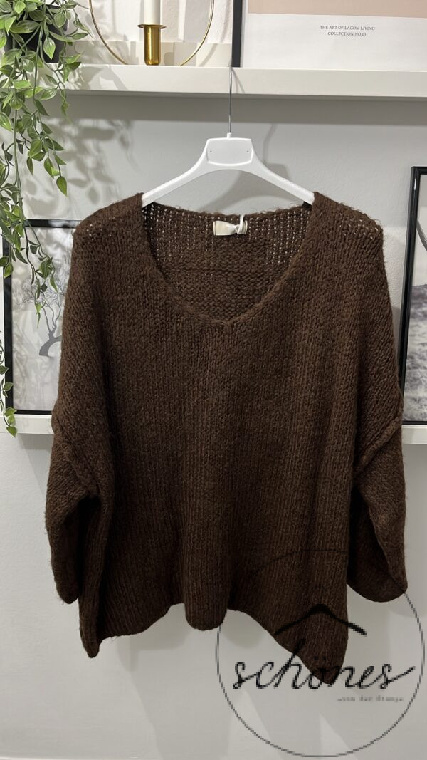 Strickpulli V-Auschnitt „schoko braun“ – Bild 3
