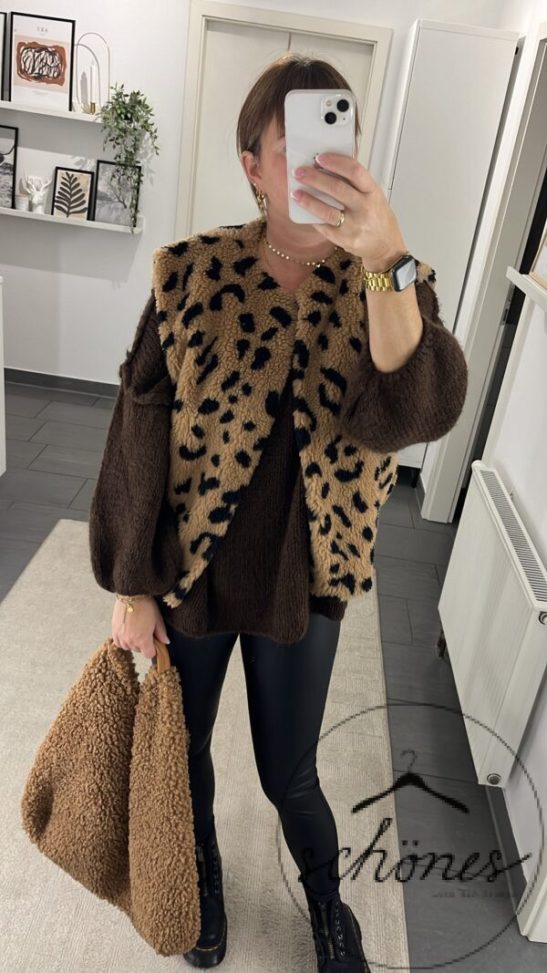 Strickpulli V-Auschnitt „schoko braun“ – Bild 2