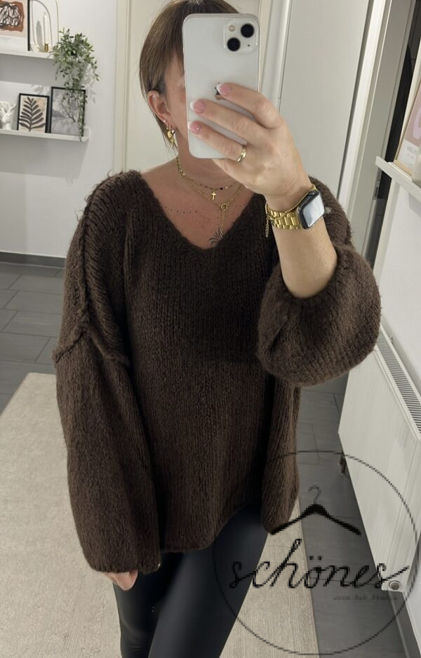 Strickpulli V-Auschnitt „schoko braun“