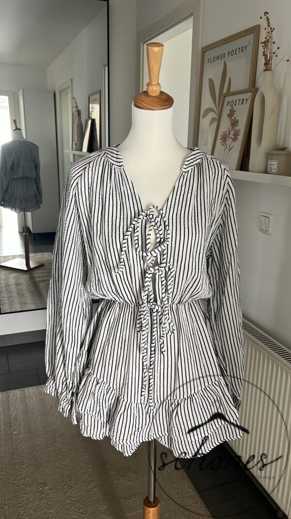 Musselin Kleid gestreift weiß/schwarz