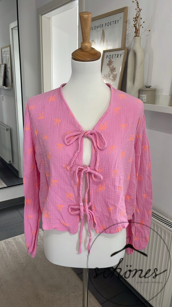 Musselin Bluse Schleifi Pink/Orange