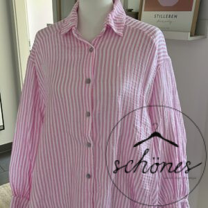 Musselin Bluse gestreift Rosa/Weiß