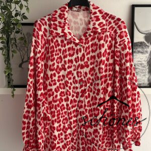 Musselin Leo Bluse Rot/weiß
