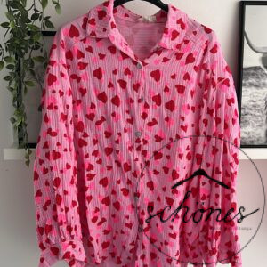 Musselin Bluse Herzchen Rosa/Rot