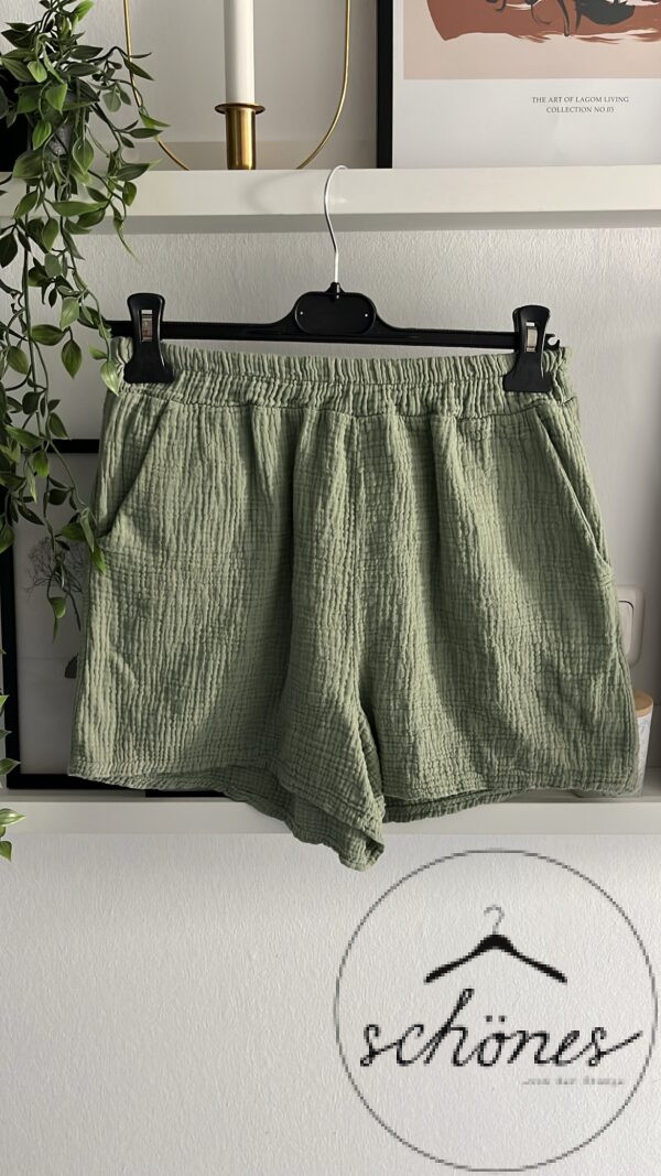 Kurze Hose Musselin Khaki – Bild 2
