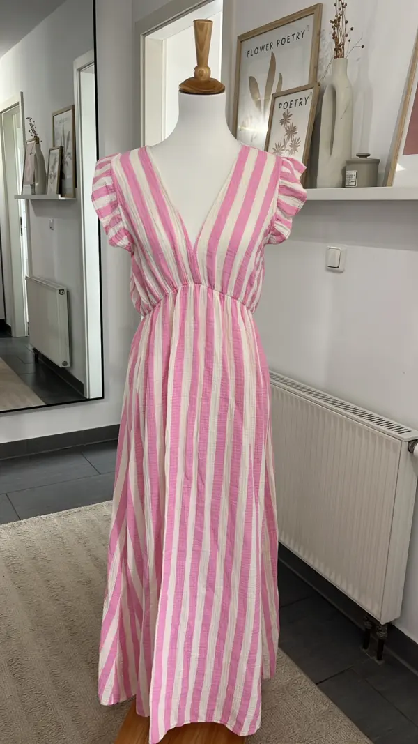 Maxikleid Rosa gestreift