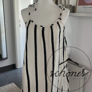 Trägerkleid gestreift Beige/Schwarz