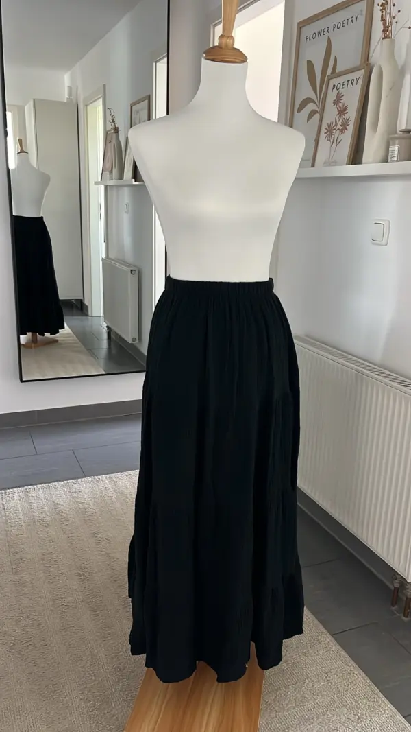 Musselin Maxirock schwarz – Bild 3