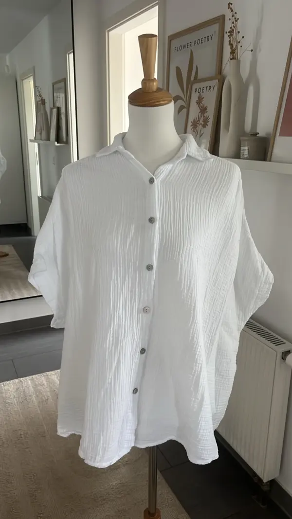 Musselin Bluse kurzarm weiß