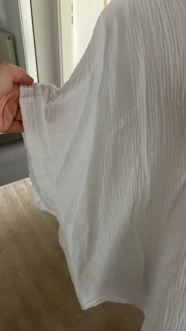 Musselin Bluse kurzarm weiß – Bild 2