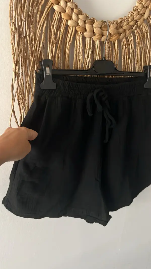 Kurze Musselin Hose schwarz – Bild 2