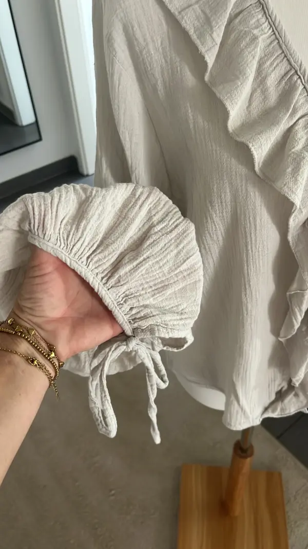 Bluse zum schnüren beige – Bild 3