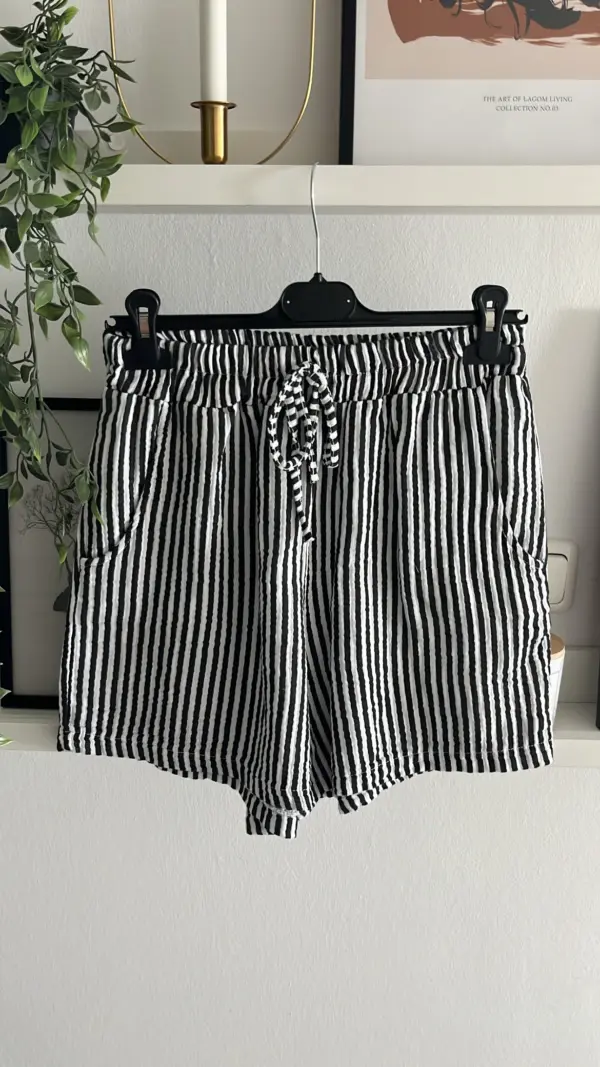 Musselin Shorts gestreift schwarz/weiß