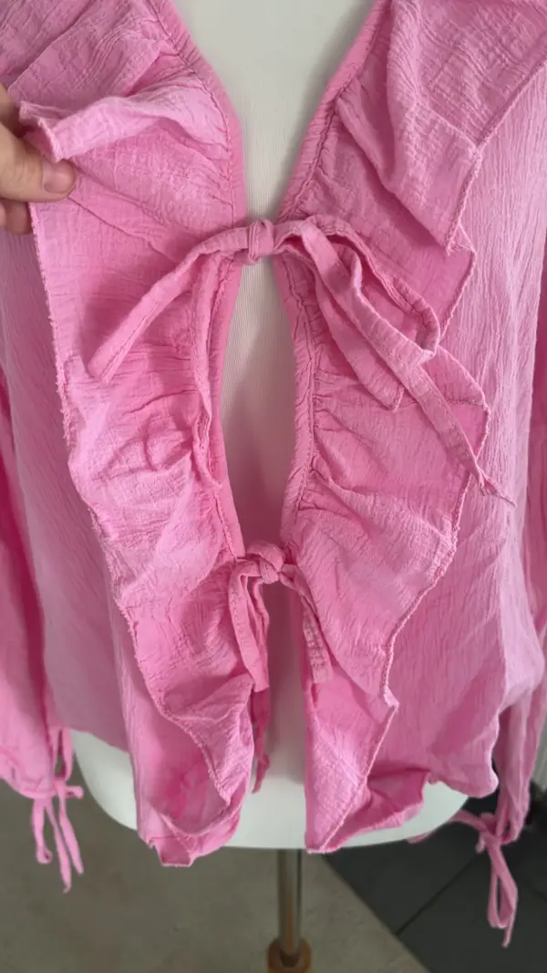 Bluse zum Schnüren Pink/Rosa – Bild 2