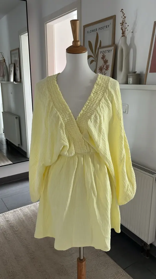 Musselin Kleid zartes Gelb