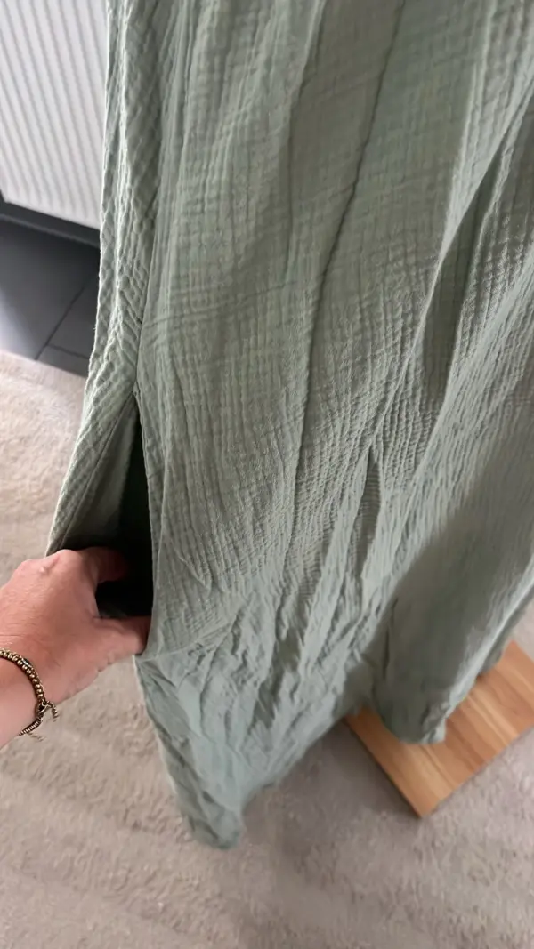 Musselin Kleid Kahki – Bild 2